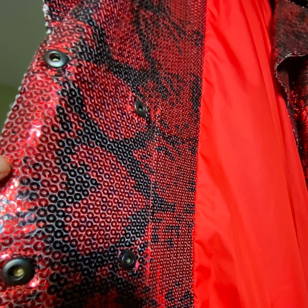 ADIDAS x IVY PARK Trench Coat / Overcoat 'IVP Sequin Duster' - Red/Black XL - Picture 3 of 12
